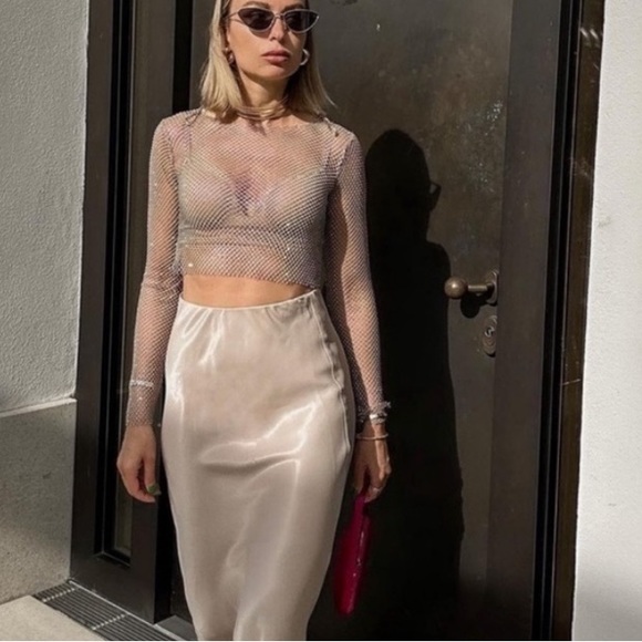 Zara shimmery rhinestones mesh top, - Picture 4 of 7